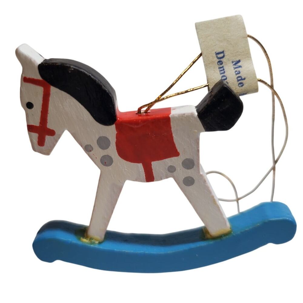 Wooden Ornament - Rocking Horse - Made in East Germany Vintage